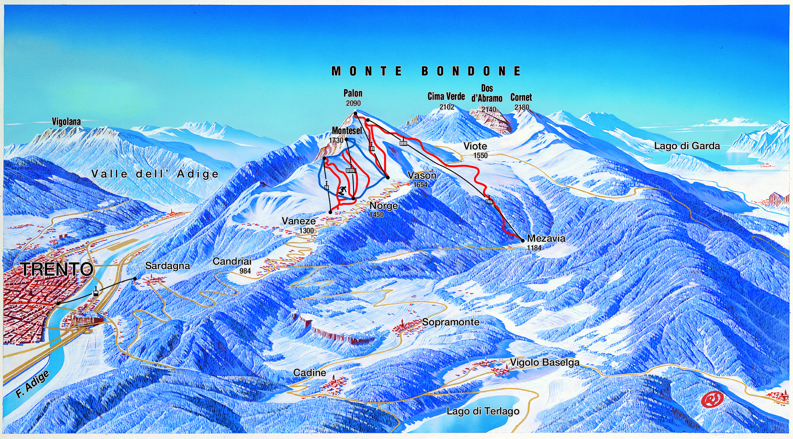 Monte Bondone Piste Map Monte Bondone Piste Map