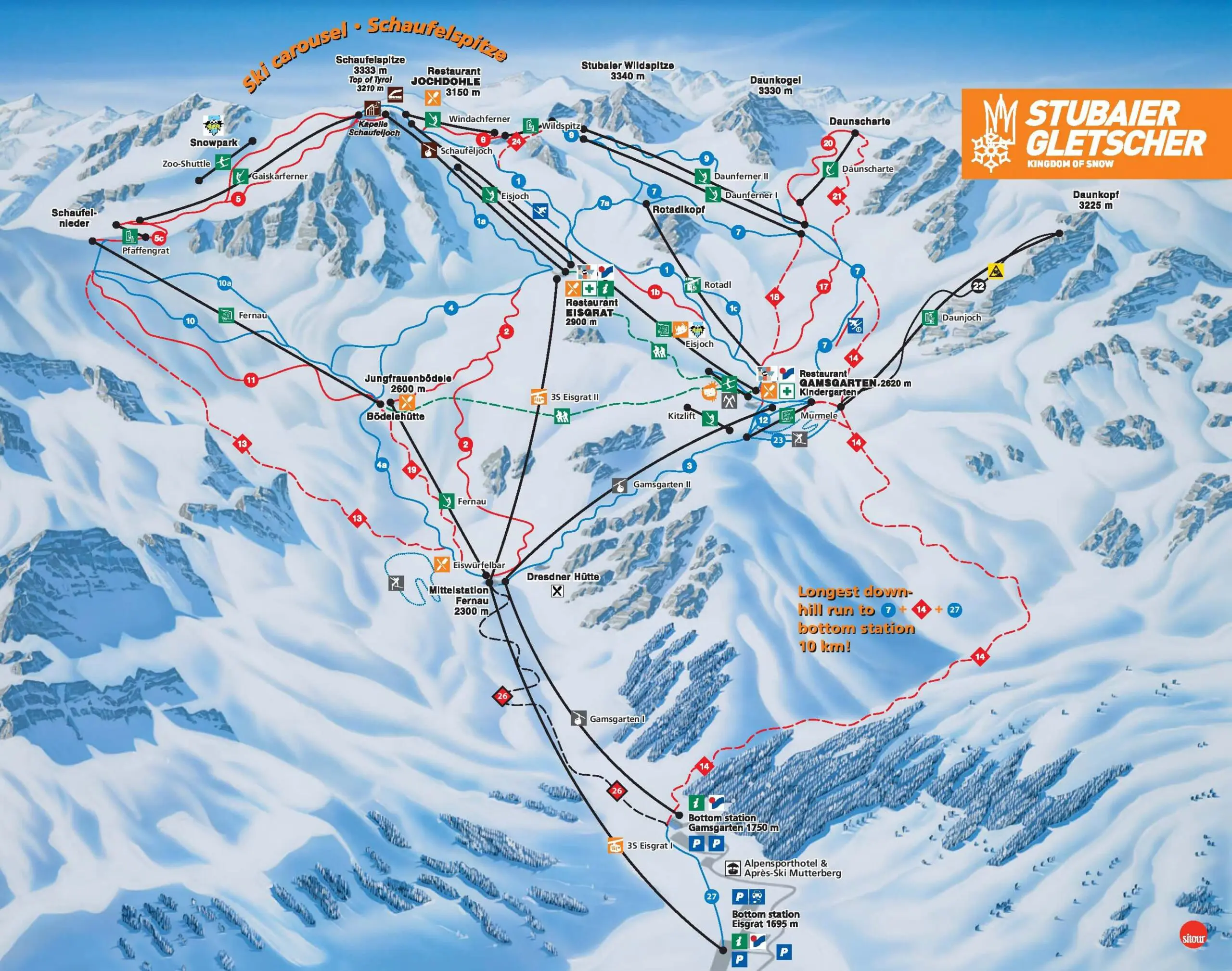 Stubai Glacier Piste Map