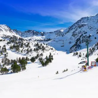 Ordino Arcalis ski resort sector in Andorra at Pyrenees